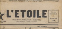 Journal de l'Etoile. Gazette du foyer des provinces de l'Ouest. Décembre 1938. Mensuel dirigé par Albert Flandre, publié à Luçon (Vendée) par la ...