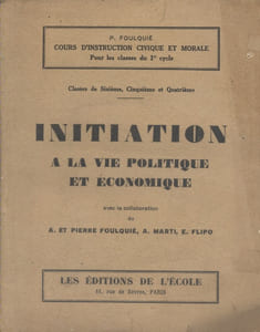Initiation à la vie politique et économique. Classe de sixième, cinquième et quatrième.