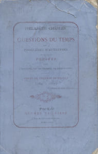Questions du temps et problèmes d'autrefois. Pensées sur l'histoire, la vie sociale, la littérature (1841-1867). Cours du collège de France.