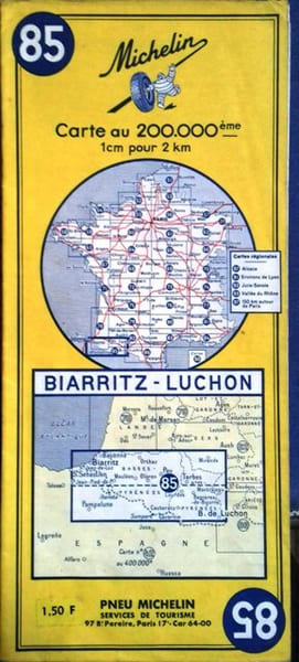 Ancienne Carte Michelin N&deg; 85 : Biarritz - Luchon. Carte au 200.000e.. CARTE MICHELIN 