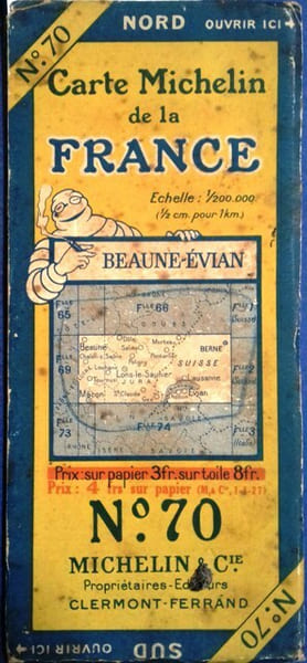 Ancienne Carte Michelin N&deg; 70 : Beaune - Evian. Carte au 200.000e.. CARTE MICHELIN 