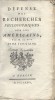 Défense des recherches philosophiques sur les américains, par M. de P***. tome troisième des "Recherches philosophiques sur les Américains".. P*** ...