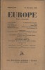 Europe N° 132 : Textes de Carlo Sforza - Raja Rao - Luis Guilloux - Brice Parain - Philippe Soupault ... Commentaires par Jean-Richard Bloch. Notes de ...