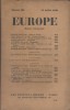Europe N° 163 : Textes de Romain Rolland - Jean-Richard Bloch - Louis Guilloux - Vladimir Malacki - Maurice Martin du Gard - Robert Vivier - Robert ...