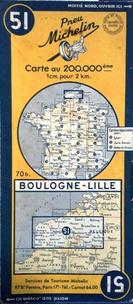 Ancienne Carte Michelin N&deg; 51 : Boulogne - Lille. Carte au 200.000e.. CARTE MICHELIN 