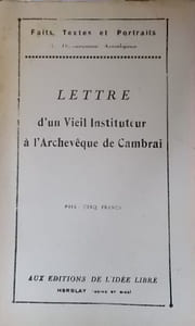 Lettre d'un vieil instituteur à l'archevêque de Cambrai.