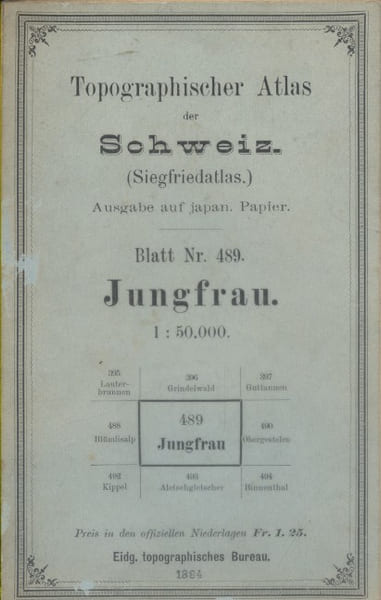 Topographischer Atlas der Schweiz. (Siegfriedatlas). Blatt Nr. 489. Altdorf. Sect. XVIII - 2.. TOPOGRAPHISHER ATLAS DER SCHWEIZ - JUNGFRAU 
