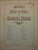 La chanson du pêcheur. Collection : Mélodies chant et piano de Gabriel Fauré. Mezzo-soprano ou baryton.. FAURE Gabriel - GAUTIER Théophile 