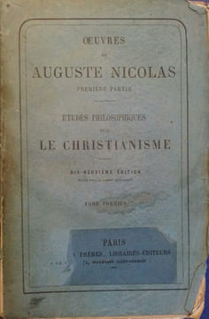Etudes philosophiques sur le christianisme. Tome premier seul.. NICOLAS Auguste