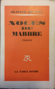 Noces de marbre. Roman.