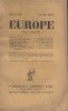 Europe. Revue mensuelle N° 30.. EUROPE 