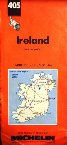 Carte Michelin N&deg; 405 : Ireland. Index of places. Irlande, r&eacute;pertoire des localit&eacute;s. Carte au 1/400.000e.. CARTE MICHELIN 