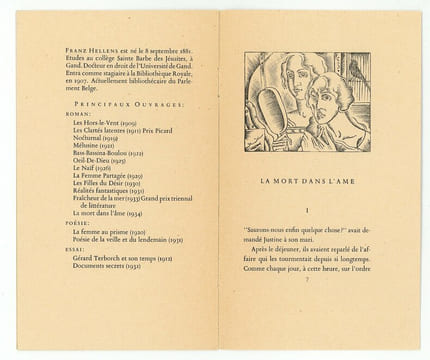 Plaquette de présentation. La Mort dans l’âme.. IVANOVSKY (Elisabeth). HELLENS (Franz).