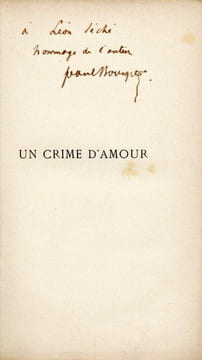 Un crime d'amour. BOURGET (Paul)