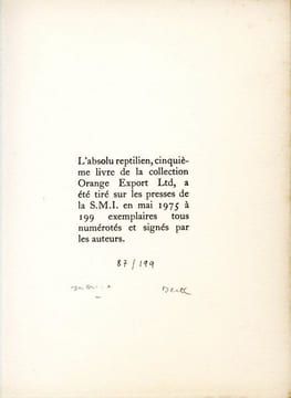 L'absolu reptilien. DAIVE (Jean) ; DECK (François, ill.)