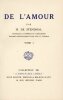 De l'amour. STENDHAL [BEYLE (Henri)] ; THOMAS (Auguste Henri, ill.)
