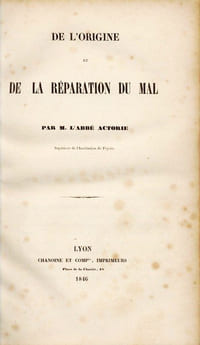 De l'origine et de la réparation du mal