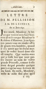 De la tolérance des religions, lettres de M. de Leibniz, et réponses de M. Pellisson. LEIBNIZ (Gottfried Wilhelm) ; PELLISON-FONTANIER (Paul)