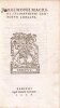 Carminum libri quatuor ad hilernum bellaium cognomento langium. [suivi de] Carminum libellus.. SALMON MACRIN (Jean)