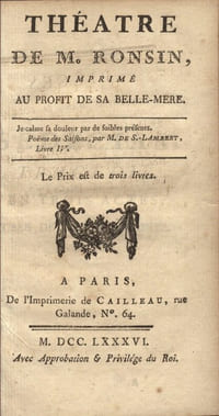 Théâtre de M. Ronsin, imprimé au profit de sa belle-mère.