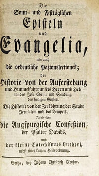 Verbessertes Gothaisches Gesangbuch zum Gebrauch beym öffentlichen Gottesdienst und bey häuslicher Andacht [suivi de] Die sonn und festtäglischen episteln und evangelia
