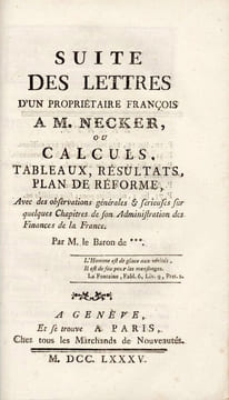 De l'Administration des finances de la France. [SUIVI DE] [Mémoire de Mr. Necker, en réponse aux faits avancés par Mr. de Calonne : dans son mémoire ...