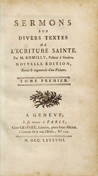 Sermons sur divers textes de l'écriture sainte.. ROMILLY (Jean Edme)