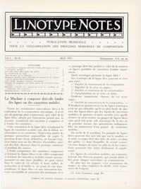 Linotype Notes & Printing Machinery Record. Édition française. Années 1911 (n. 4 à 11) et 1913