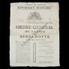 Placard Ordre Général de l'Armée Bernadotte (armée de l'ouest) 7 thermidor an 8 (26 juillet 1800). Bernadotte