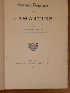 SOUVENIRS DAUPHINOIS SUR LAMARTINE.. BELLET ( Mgr Charles )