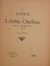NOTICE sur L'ABBE CHALIEU , Savant Dauphinois.