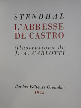 L' ABBESSE DE CASTRO.. STENDHAL. / CARLOTTI J.A.