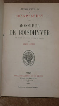 MONSIEUR DE BOISDHYVER. Oeuvres nouvelles de Champfleury.