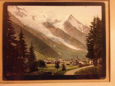 CHAMONIX et le Mont Blanc. env. 1900. Photo chromographie. ( Photographe éditeur à Zurich )