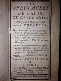 LES SPECTACLES DE PARIS OU CALENDRIER DES THEATRES. 1776. 