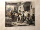 L'AUBERGE DU GROS COQ A SCHOPFHEIM ( Duché de Bâle ). lithographie de la célèbre série des TOURISTES. 1854. imprimée chez Goupil à Paris. ( gravure  ...