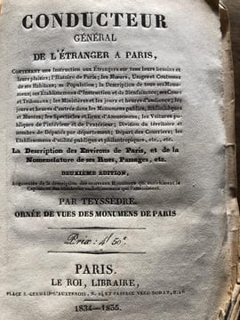 CONDUCTEUR Général de L'Etranger à PARIS, 1834-1835 . un volume in 12. broché non coupé tel que paru , sous couvertures vertes imprimées ; orné de 16 ...