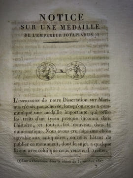 MEMOIRE SUR LES MEDAILLES DE MARINUS, frappées à Philippopolis. par TOCHON D'Anneci, membre de l'Institut. ( Académie Royale des inscriptions et ...