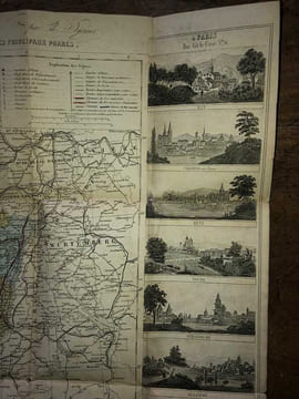 NOUVELLE CARTE ROUTIERE DE FRANCE indiquant les Routes Impériales et Départementales avec les distances en kilomètres, les chemins de Fer , Canaux , ...