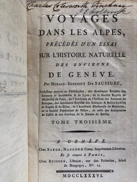 VOYAGE DANS LES ALPES précédés d'un ESSAI SUR L' HISTOIRE NATURELLE des Environs de GENEVE. 1787 - 1786 - 1796.. SAUSSURE ( De ) Horace - ...