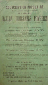 NAVIGATION  AERIENNE  .  DIRECTION  DES  BALLONS  . Notes sur le ballon et l ' appareil de direction et d ' aviation inventé et construit par J-C Pompeien- Piraud, ingénieur - aéronaute . 