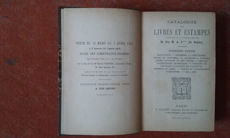 Catalogue des livres et estampes composant la bibliothèque de Feu M. A. G. (de Nantes) 1ère et 2ème parties / Catalogue d'un choix de livres rares et ...