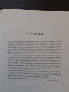 L'Arc de Glanum (Saint-Rémy-de-Provence) - Relévés d'architecture et dessins de J. Bruchet - XXXIe supplément à "Gallia"
. ROLLAND Henri