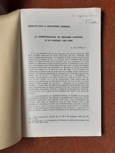 La correspondance de Benjamin Constant et de Sismondi (1801-1830)