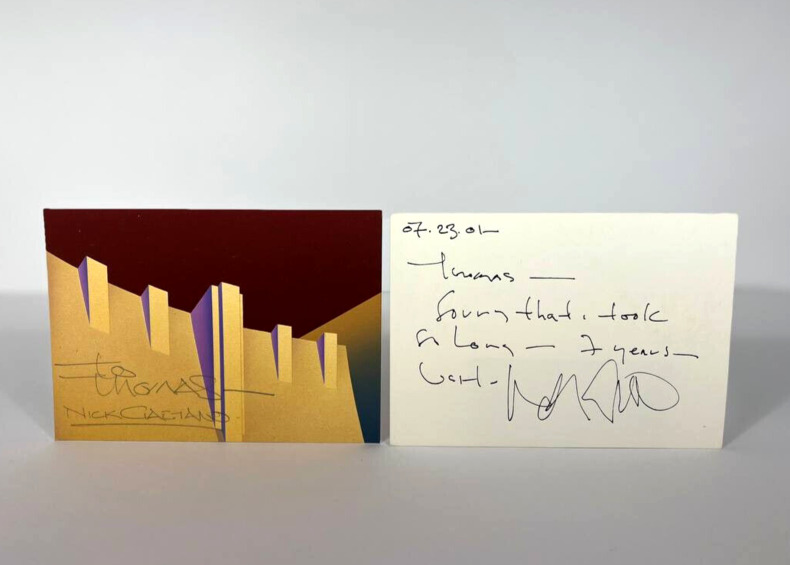 Nick Gaetano: two postcards, signed by the artist. Nick Gaetano