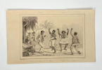 Lot de 2 gravures sur des danses au Brésil : Batuque et Indiens, 1837. Vander Burch, Montaut