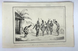 Lot de 2 gravures sur des danses au Brésil : Batuque et Indiens, 1837. Vander Burch, Montaut