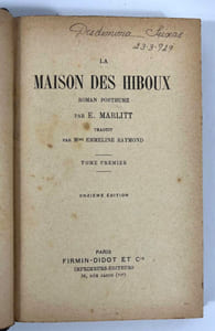La maison des hiboux. Roman posthume