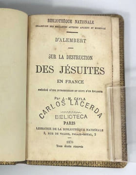 Sur la destruction des jésuites en France. Jean Le Rond D'Alembert