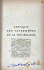 Critique des fondements de la psychologie. La psychologie et la psychanalyse. Georges Politzer